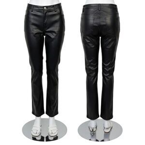 VTG 90s Y2K Black Faux Leather Pleather PVC Pants JR-S.com Cyber Generation Sz 7